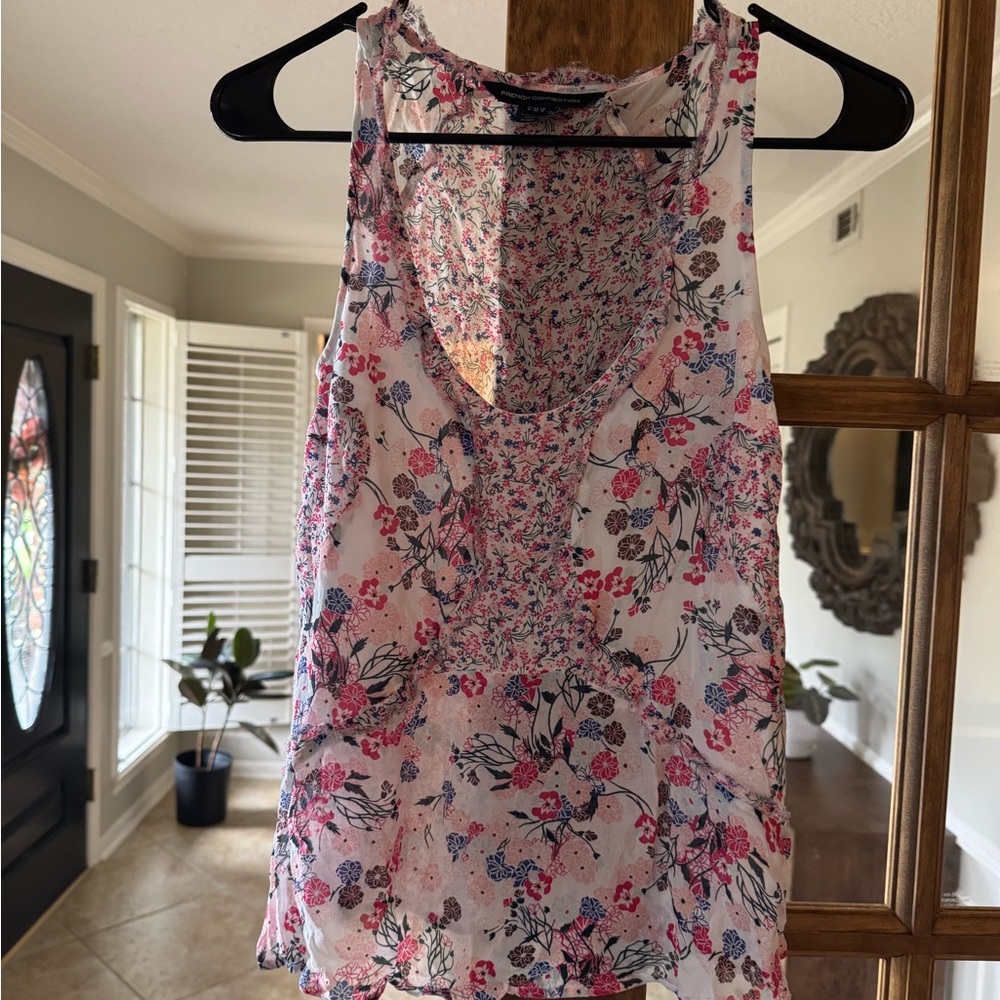 French Connection Pink and Purple Crop Tank Top